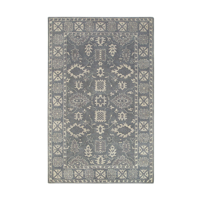 EORC Gray Hand-Tufted Wool Overdyed Rug  Round