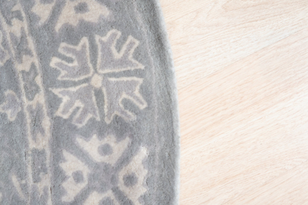 EORC Gray Hand-Tufted Wool Overdyed Rug  Round