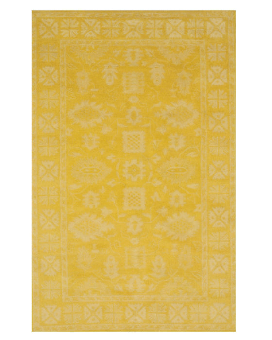 EORC Yellow Hand-Tufted Wool Overdyed Rug
