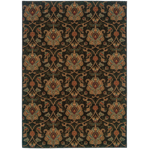 Oriental Weavers Infinity Black/Gold Floral 1724E Area Rug