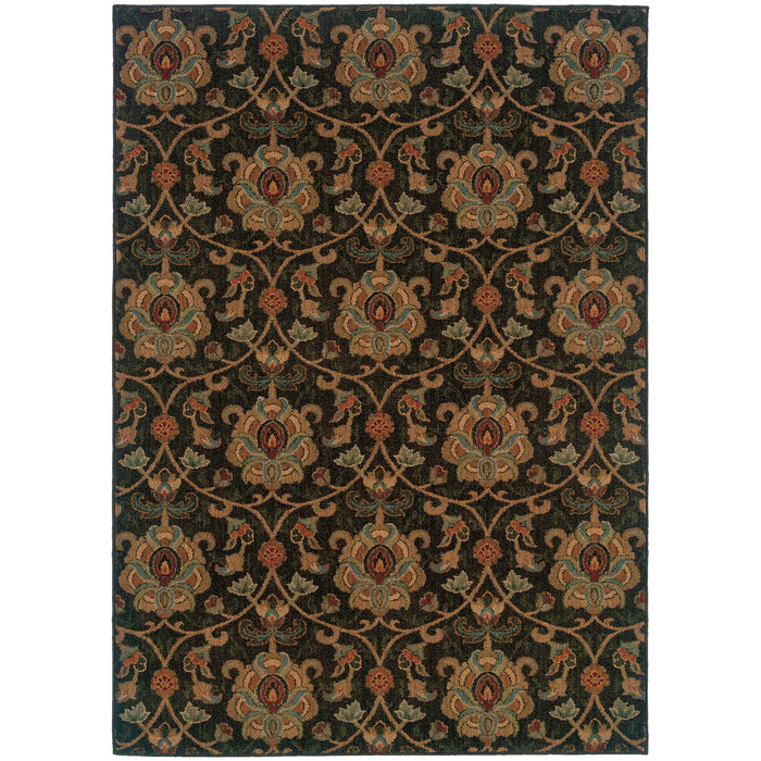 Oriental Weavers Infinity Black/Gold Floral 1724E Area Rug