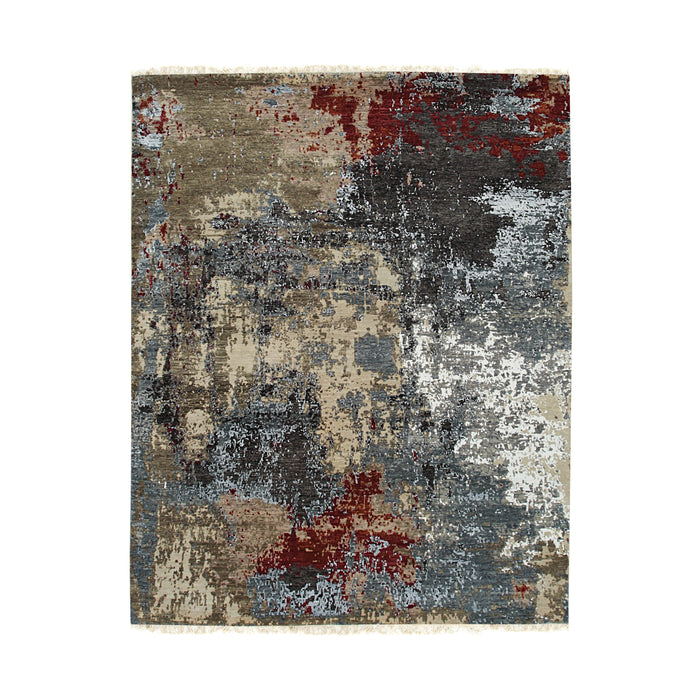 EORC Gray Hand Knotted Wool Galaxy Rug