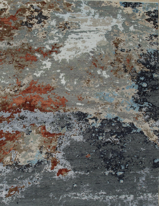 EORC Blue Hand Knotted Wool Galaxy Rug