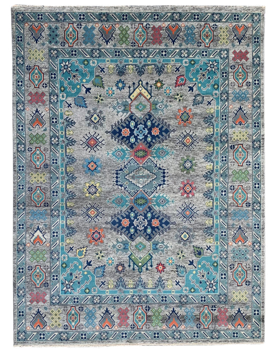 EORC Natural Gray Hand Knotted Wool Malayer Collection Rug