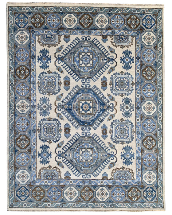 EORC Ivory/Silver Hand Knotted Wool Kazak Collection Rug