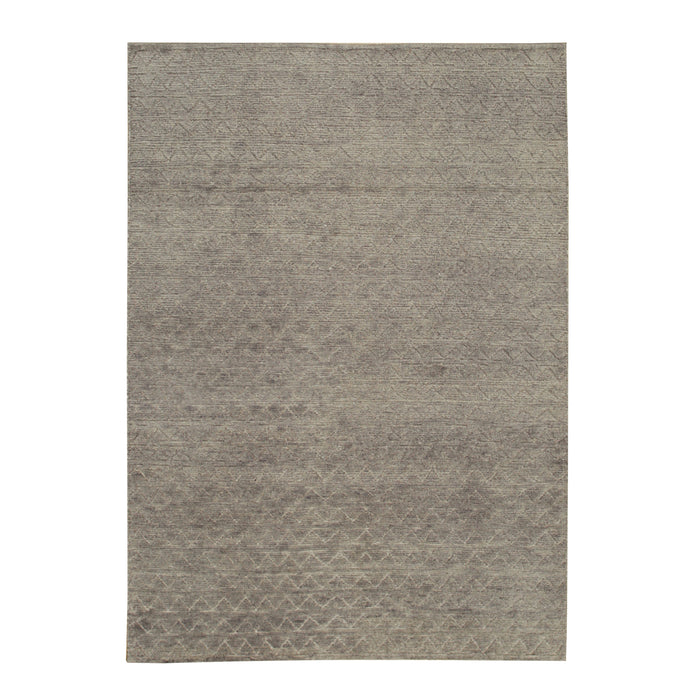 EORC Gray Hand Knotted Wool Knot Rug