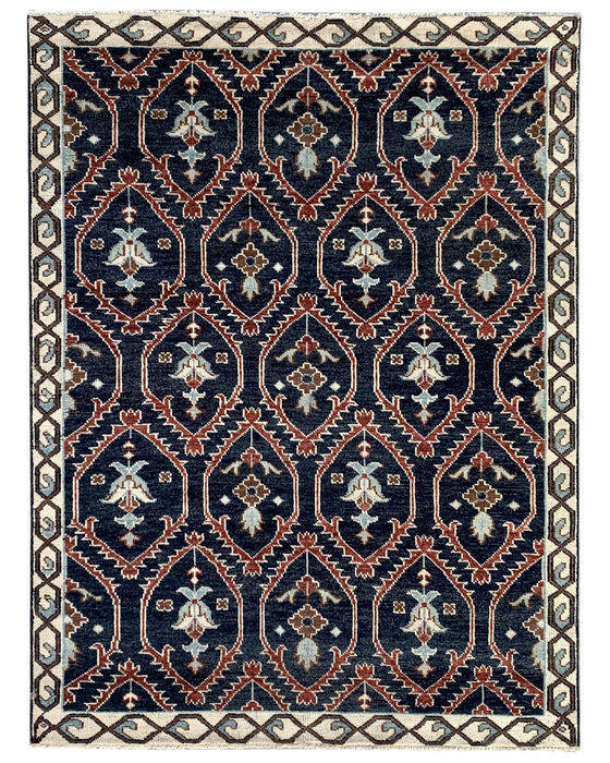 EORC Navy Hand Knotted Wool Malayer Collection Rug