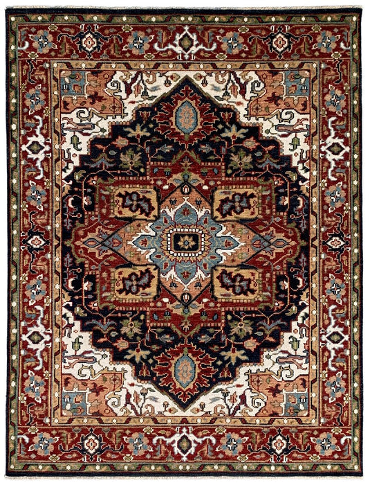 EORC Navy Hand Knotted Wool Heriz Serapi Rug