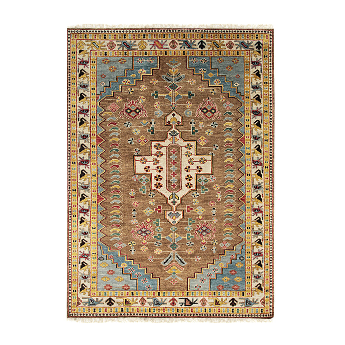 EORC Brown Hand Knotted Wool Knot Rug