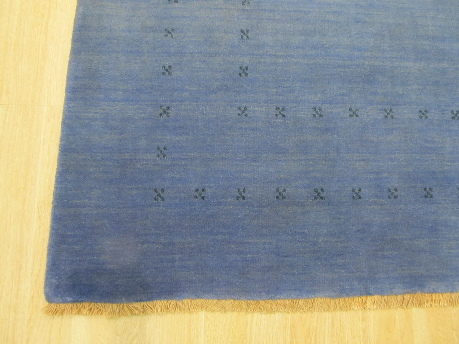 EORC Handmade Wool Blue Traditional Solid Lori Baft Rug