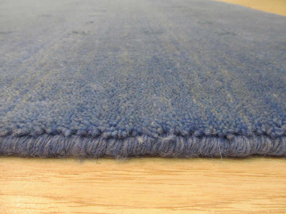 EORC Handmade Wool Blue Traditional Solid Lori Baft Rug