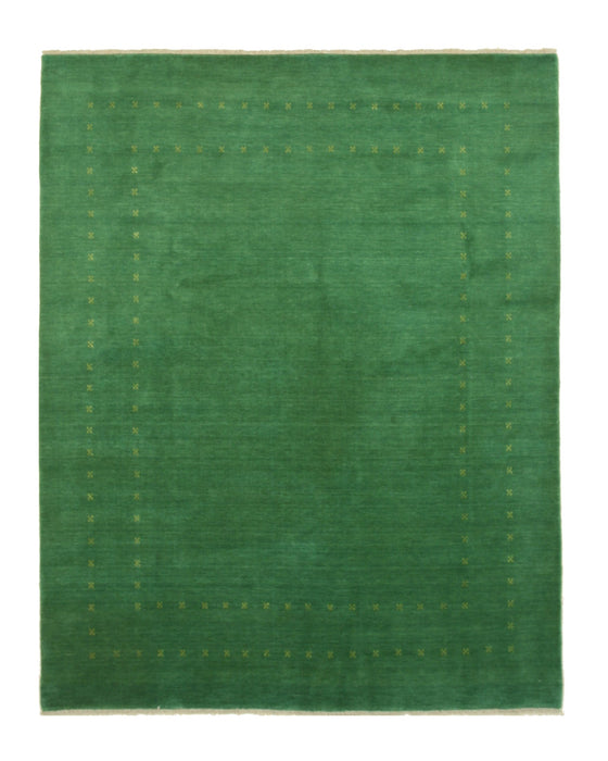 EORC Handmade Wool Green Traditional Solid Lori Baft Rug