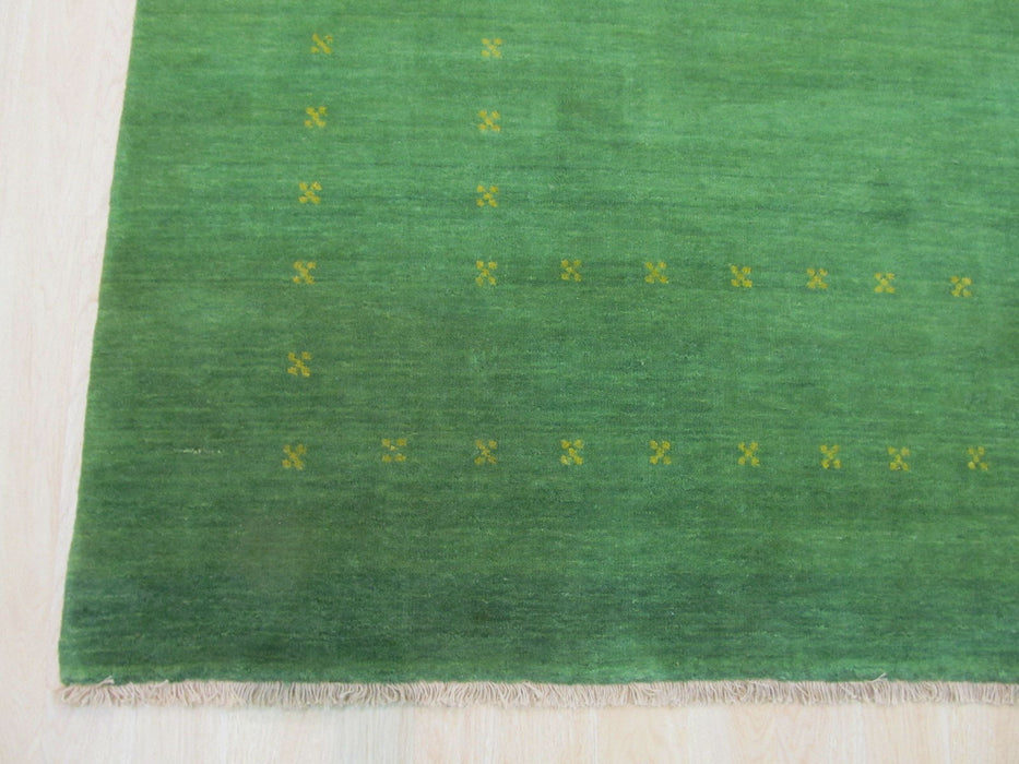 EORC Handmade Wool Green Traditional Solid Lori Baft Rug