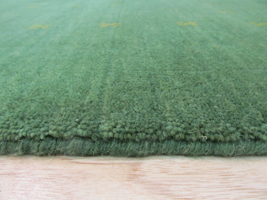 EORC Handmade Wool Green Traditional Solid Lori Baft Rug