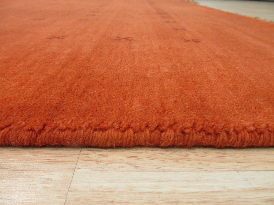 EORC Handmade Wool Orange Traditional Solid Lori Baft Rug