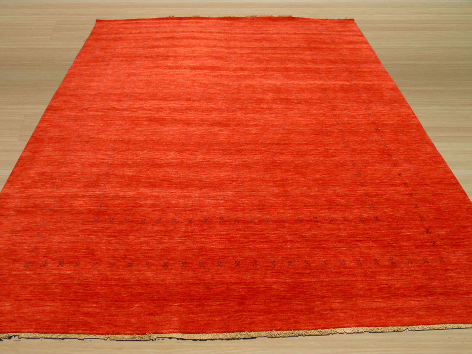EORC Handmade Wool Red Traditional Solid Lori Baft Rug