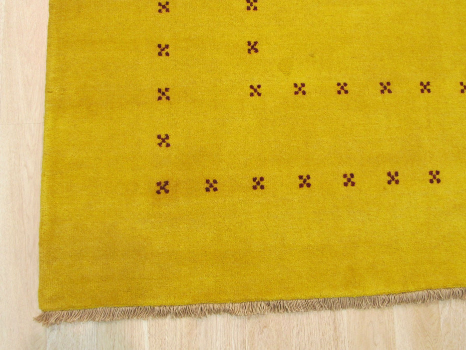 EORC Handmade Wool Yellow Traditional Solid Lori Baft Rug
