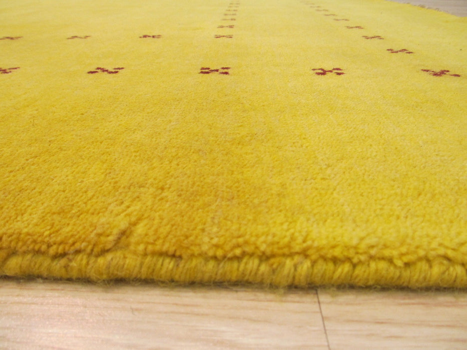 EORC Handmade Wool Yellow Traditional Solid Lori Baft Rug