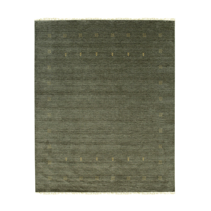 EORC Green Hand Knotted Wool Rug