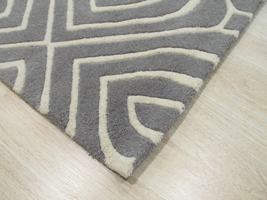 EORC Hand-tufted Wool Gray Contemporary Geometric Marla Rug