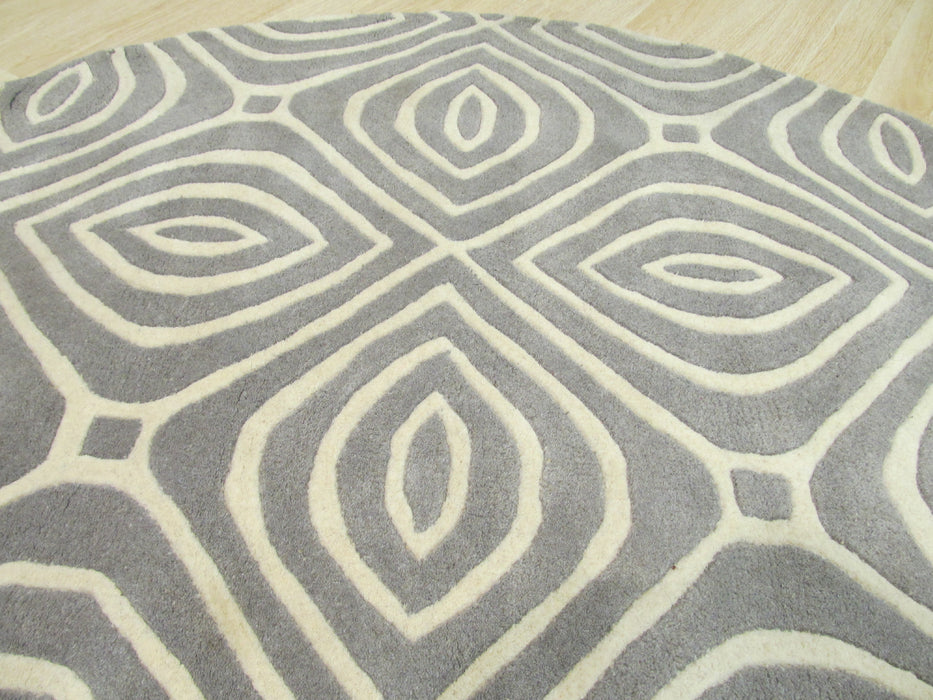 EORC Hand-tufted Wool Gray Contemporary Geometric Marla Rug