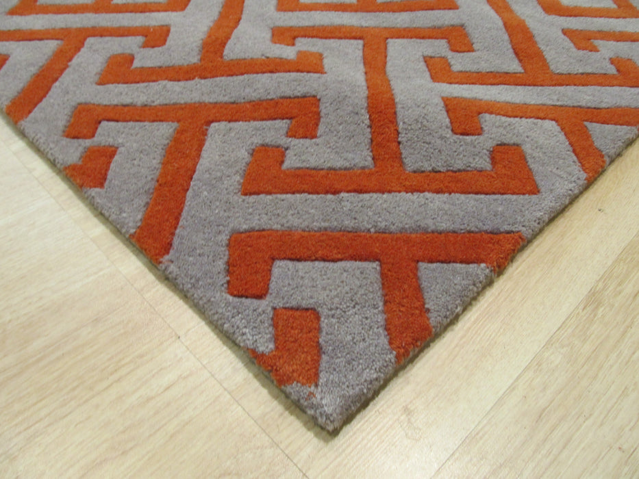 EORC Hand-tufted Wool Gray Contemporary Geometric Harrison Rug