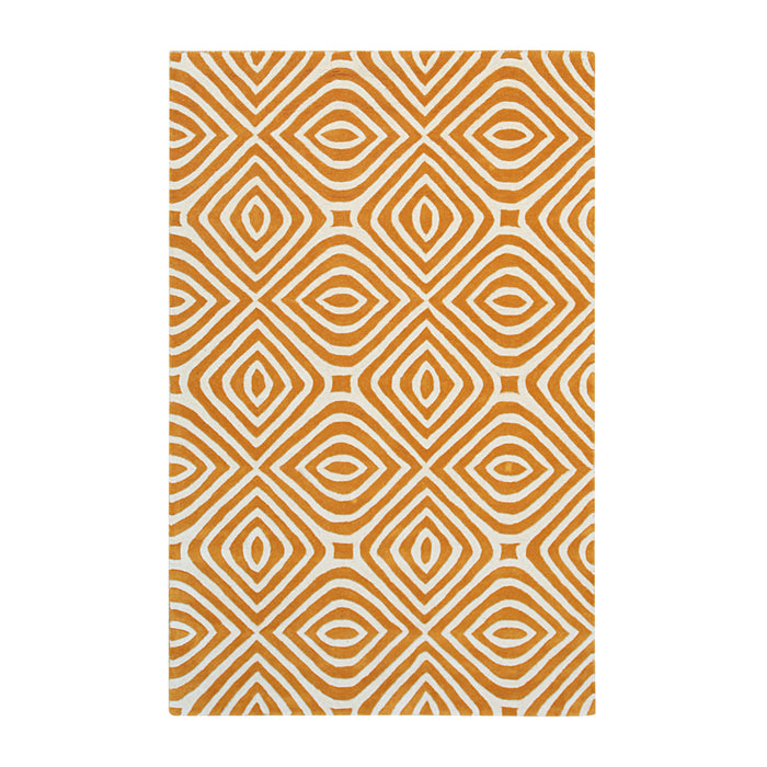 EORC Rust Hand-Tufted Wool Stripes Rug