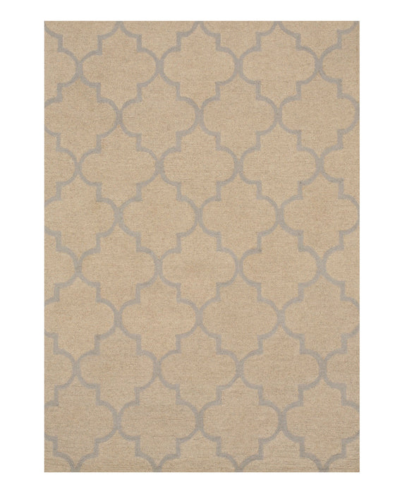 EORC Hand-tufted Wool Beige Traditional Trellis Moroccan Rug