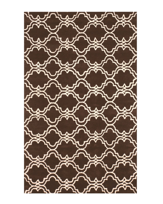 EORC Hand-tufted Wool Brown Traditional Trellis Moroccan Rug