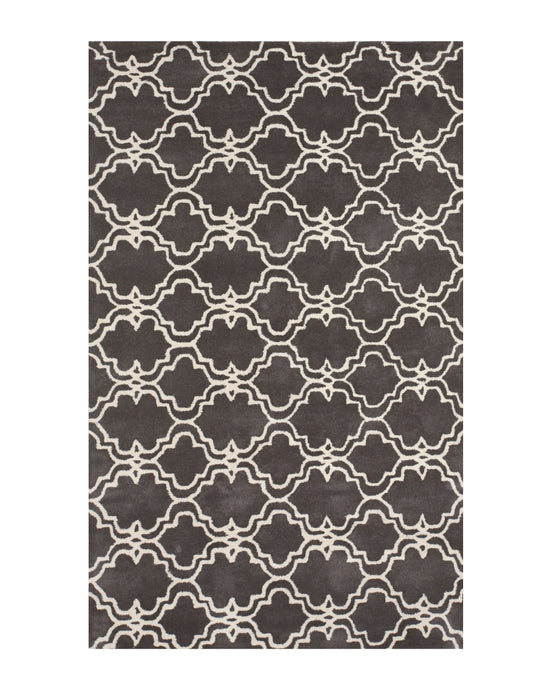 EORC Hand-tufted Wool Gray Traditional Trellis Moroccan Rug
