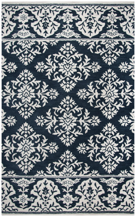 Rizzy Home Marianna Fields MF311A Navy Medallion With Boarder Damask Area Rug