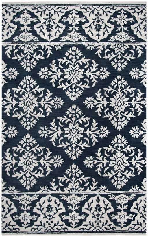 Rizzy Home Marianna Fields MF311A Navy Medallion With Boarder Damask Area Rug
