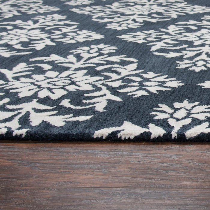 Rizzy Home Marianna Fields MF311A Navy Medallion With Boarder Damask Area Rug