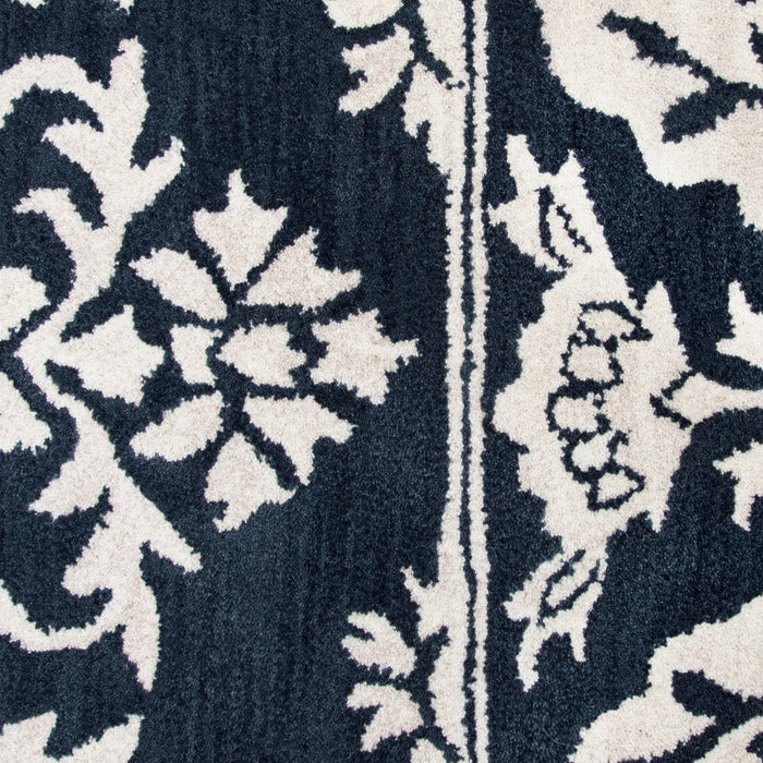 Rizzy Home Marianna Fields MF311A Navy Medallion With Boarder Damask Area Rug