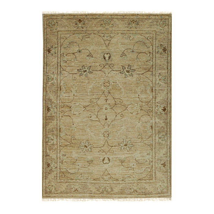 EORC Beige Hand Knotted Wool Agra Rug