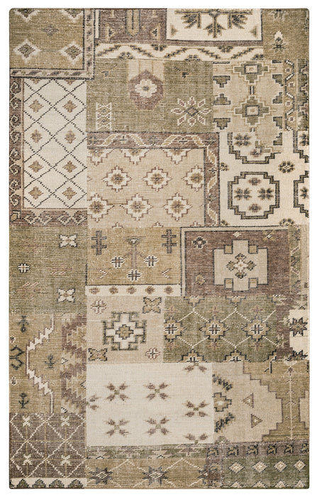 Rizzy Home Maison MS8662 Ivory/Khaki Patchwork Area Rug