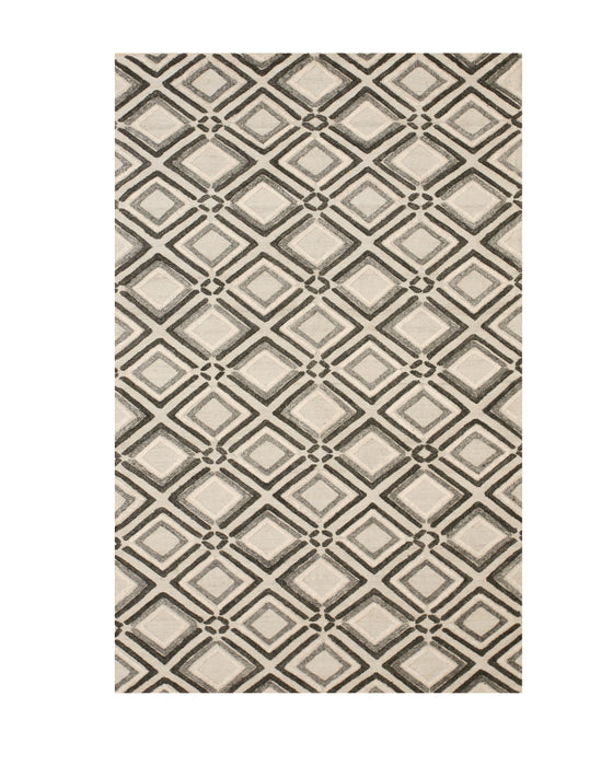 EORC Gray Handmade Wool Raga Rug