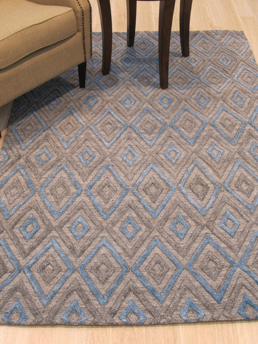 EORC Handmade Wool & Viscose Gray Transitional Trellis Raga Rug