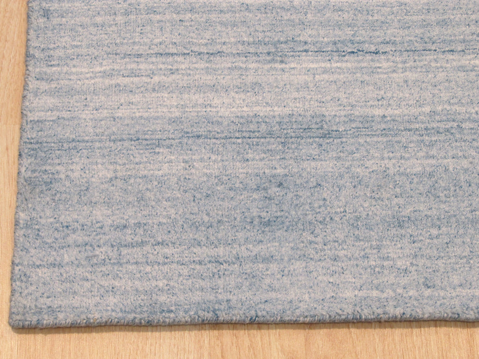 EORC Handmade Wool & Viscose Blue Contemporary Solid Urban Rug
