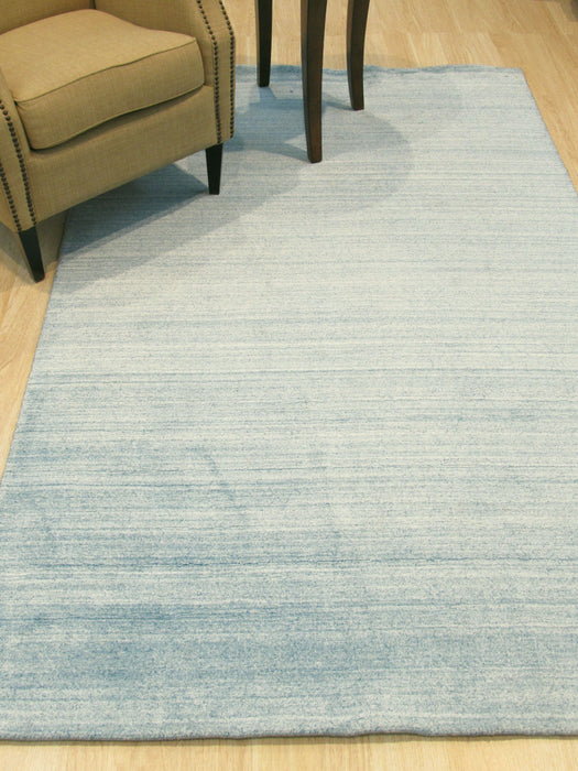 EORC Handmade Wool & Viscose Blue Contemporary Solid Urban Rug