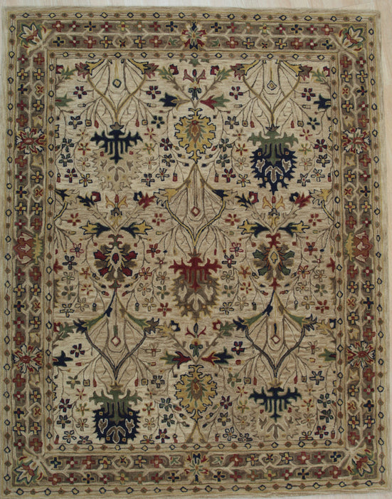 EORC Ivory Hand-Tufted Wool Morris Rug  Round