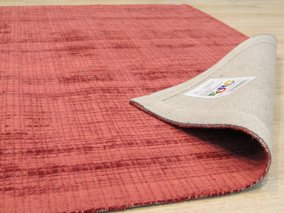 EORC Handwoven Red Contemporary Solid Milano Rug