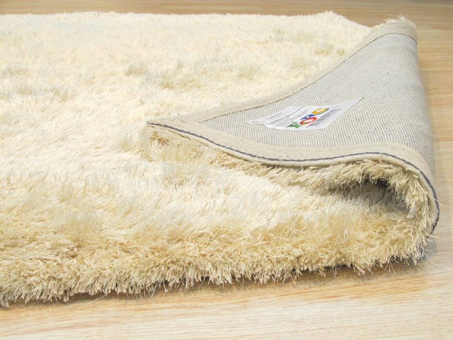 EORC Handmade Ivory Solid London Shag Rug
