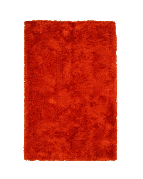 EORC Handmade Orange Solid London Shag Rug