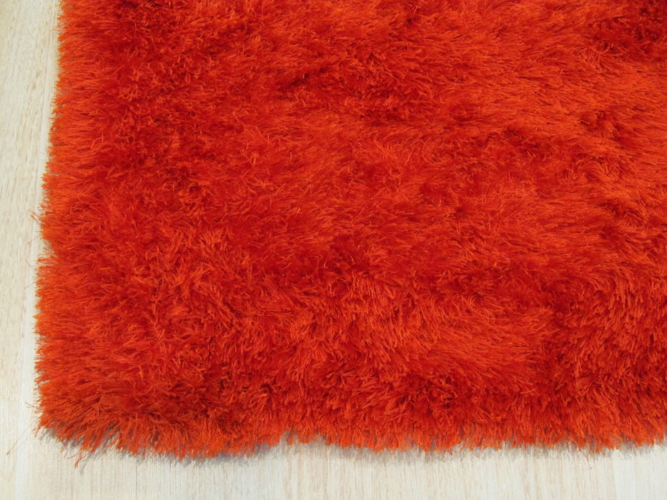 EORC Handmade Orange Solid London Shag Rug
