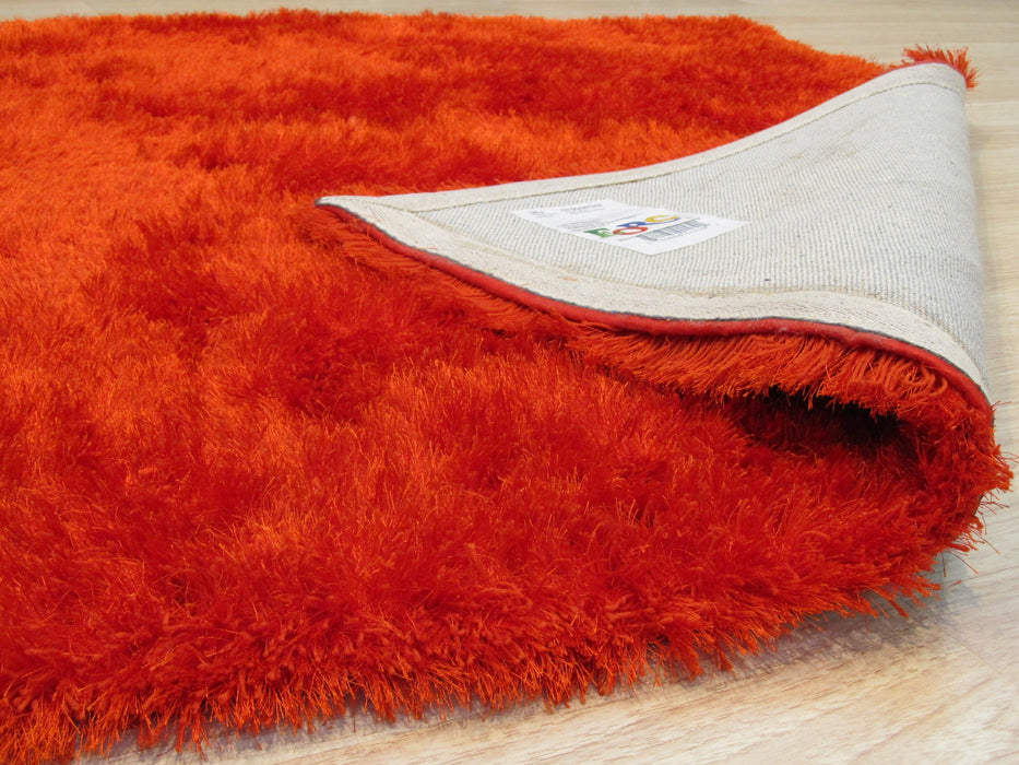 EORC Handmade Orange Solid London Shag Rug