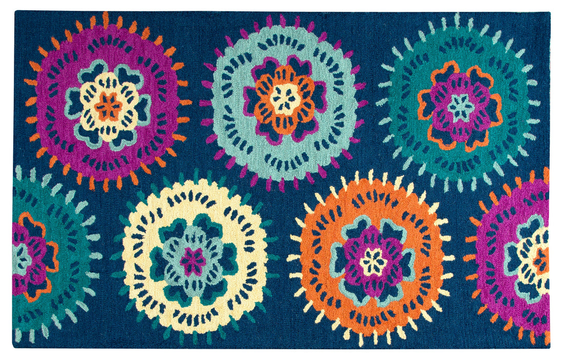 Rizzy Home Play Day PD538A Navy Global Medallion Area Rug