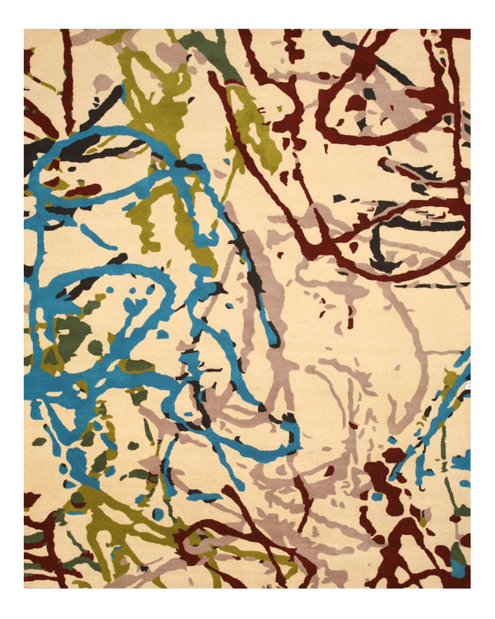 EORC Hand-tufted Wool Ivory Contemporary Abstract Spilo Rug