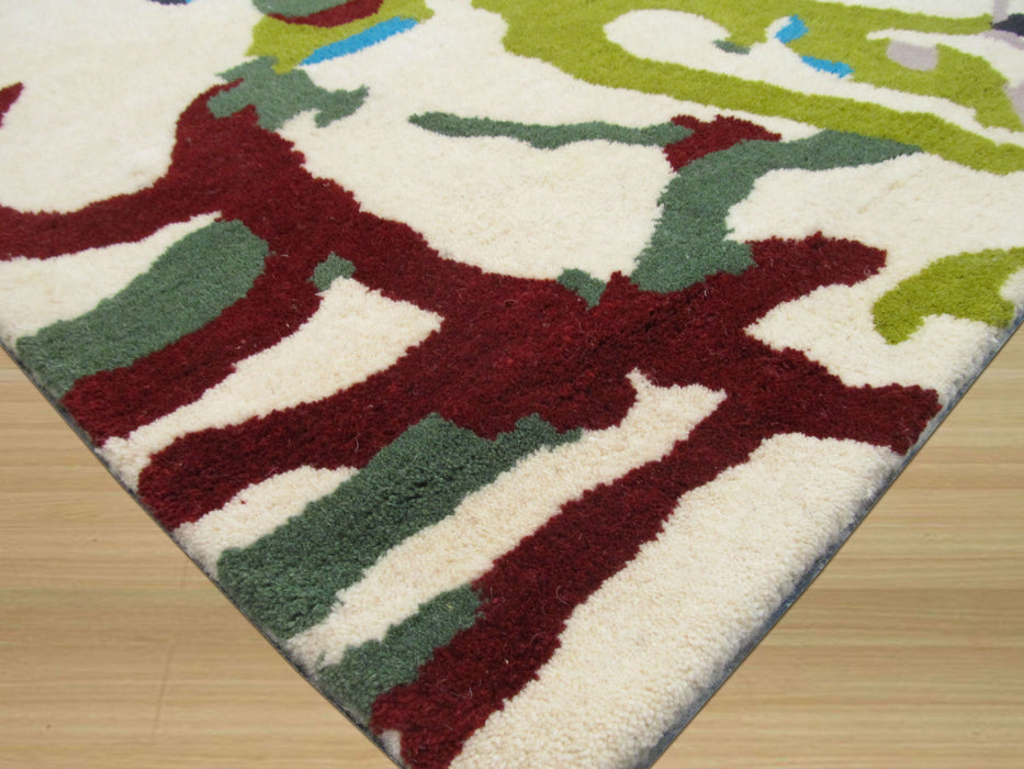 EORC Hand-tufted Wool Ivory Contemporary Abstract Spilo Rug