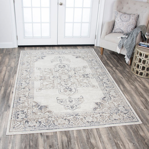 Rizzy Home Panache PN6980 Natural Central Medallion Motif Distress Area Rug